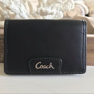 Coach black leather credit card case